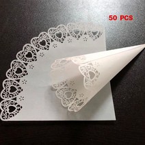 50PCS 레이저 컷 러브 하트 레이스 누워 사탕 웨딩 파티 호의 색종이 콘 종이 콘 장식 용품 선물