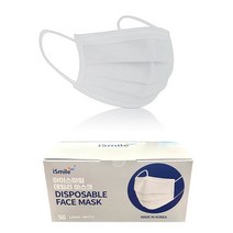 국내생산 아이스마일 일반용마스크 3중구조필터 일회용 덴탈마스크 200매, 200매(4박스)