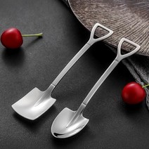 1+1 삽 모양 스텐 티스푼 디저트스푼 요거트스푼 디저트포크, 삼각형+사각형
