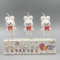 /국내배송/귀여운 리본토끼초 레터링 케이크 생일 케이크 대량판매 1팩/24팩/10팩(3개입), 화이트(3개입), 1팩