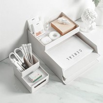 적층식 모듈형 데스크 오거나이저 서류 문구 책상 정리함, 라지