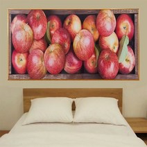 대형 인테리어 액자 돈 들어오는 그림 해바라기 액자 집들이 선물 대형 액자 벽걸이 액자 거실, 사과 아크릴 액자 레드 (120)