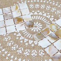 타일형 자개 컵받침 코스터 냄비받침 그릇받침 찻잔 인테리어소품 조개껍데기, 소형8.5cm