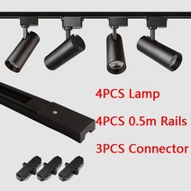 인테리어 레일 핀 조명 거실 테이블 식탁 등 4PCS LED 트랙 조명 COB 고정 장치 12W 20W 30W 40W 레일 램프 조절 스포트 라이트 Office 쇼룸 의류 매장 홈 110V 220V, 07 30W Warm White, 01 1PCS White