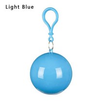 휴대용 비옷 볼 여성 남성 야외 비옷 방수 일회용 캠핑 후드 판초 플라스틱 열쇠 고리 볼 레인 커버, 하늘색