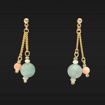 천연원석 산호 비취 8mm 실버925 귀걸이 (1점)