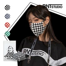 비엔티스튜디오 빨아쓰는 블록 체크 패션 마스크