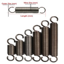 인장스프링 스텐인장스프링 금형 1Pcs 와이어 직경 1.4mm 연장 장력 확장 스프링 외부 8-14mm 길이 30mm - 240mm 스틸 후크 DIY