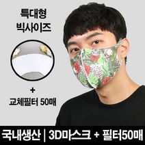 블랙마스크 빅사이즈_ 3D 입체 마스크 하와이 교체필터50장증정 특대형사이즈 이보다 더 큰 사이즈는 없다 에어로실버 향균마스크 비말차단 침방울차단, 1개