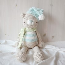 JW손뜨개 코바늘 곰돌이 애착인형 DIY, 민트달님이, 1개