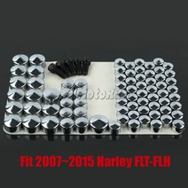 할리 데이비슨 FLT FLH 로드 킹 일렉트라 글라이드 스트리트 투어링 1999-2015 용 크롬/블랙 볼트 토퍼 캡 커버 세트, 1.07-15 Touring Chrome