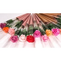 수앤로즈플라워 한송이비누꽃 크라프트지포장 한송이꽃 비누장미, 장미-라일락진핑크