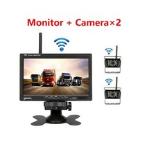 카플레이 모니터 무선 카링킷 차량 무선 리버스 카메라 트럭 7인치 LCD RV 트레일러 굴 삭 기 자동차 12V-2, 04 Two Camera
