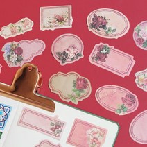 [힐링마켓]팩 플라워 라벨 스티커 레트로 레드, 상세페이지 참조