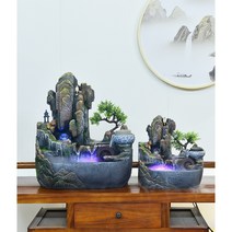 폭포 가습기 안개발생기 실내 미니분수대 물레방아, B.중형 - 안개있음