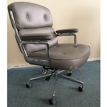 사장님의자 경럭셔리 소프트백 컴퓨터의자 큰반 임스체어, T05-그레이 리얼가죽 인간인체 컨택트 자리