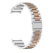 저스트파 삼성 호환 갤럭시 워치 5 4 금속 시계 스트랩 44mm 40mm 프로 팔찌 가죽 밴드 클래식 42/46mm 곡선 엔드 어댑터, [04] Watch 4 Classic 46mm, [07] silver-rose gold