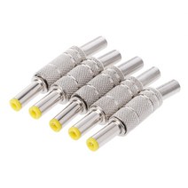 5 PCS 금속 5.5x2.1mm DC 전원 수컷 플러그 잭 어댑터 커넥터가 노란색 헤드, 은, 01 DC Power Male Plug