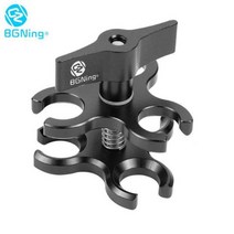 CNC 버터 플라이 클립 클램프 2 3 오픈 홀 다이빙 라이트 브래킷 삼각대 커넥터 Gopro 스포츠 SLR 카메라용 볼 헤드 마운트 어댑터, black 3 open holes_CHINA | 다이빙