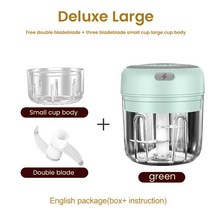 고기 분쇄기 민서기 미니 전기 마늘 다지기 세트 USB 충전 야채 튼튼한 생강 고추 주방 도구, [05] B Gre Set