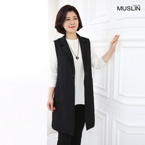 엄마옷 모슬린 카라 롱 조끼 VE103110마담 미시옷 중년여성의류 빅사이즈 할머니옷 50대 60대여성옷