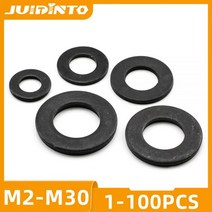 고압세차기 고압 자동차 세차 세척기 분무기 스팀기 JUIDINTO 1-100 개 블랙 플랫 와셔 탄소 스틸 M2-M30 일반 볼트 나사 GB98, M22 5pcs