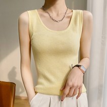 민소매나시 프렌치 고퀄리티 감각 유넥 정방 양털 울 끈나시 슬립 여성 골지 슬림핏 스판 이너 상의 4994829679