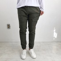 피그민트 남자 사선 포켓 워싱 스판 카고 조거 밴딩 팬츠 4color