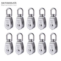 운반기 스테인레스 스틸 와이어 로프 크레인 풀리 블록 10 개 M15 로터리 후크 단일 서스펜션 라인 견인 휠, [03] 10pcs, 10pcs