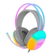 지클릭커 오로라 RGB 헤드셋 게이밍헤드셋 가상7.1 컴퓨터 유선 USB헤드셋 어린이헤드셋 LED헤드셋 노이즈캔슬링 마이크, 화이트