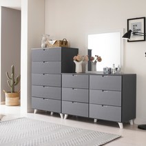 퍼니아트 루카 광폭 와이드 3단서랍장, 바디그레이_그레이