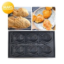 전기 생선 와플 메이커 기계 비 스틱 6 pcs 붕어빵 기계 220V 110V 붕어빵 어묵 금형 철판 베이킹 오븐, 110V 미국 플러그