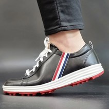 남성 소가죽 스파이크리스 심플 골프화 화이트 블랙 연습용 필드용 수제 골프 스니커즈 운동화