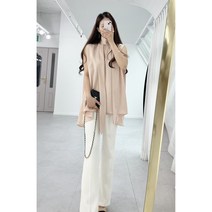 새틴 실크 루즈핏 훌 타이 스카프 롱 민소매 블라우스