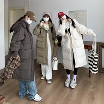겨울 롱 패딩 여한판 빅포켓 후드 루즈핏 도톰 ins 패딩 코트