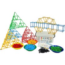 [폴리스틱] 링과 스틱을 결합하여 자유로운 3D 조형물 제작 STEM 블록 교구 960 PCS (7세 이상/보관케이스 포함), 1개