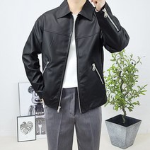 남자 봄 가을 카라 집업 레더 트러커 블루종 자켓 점퍼 2색상