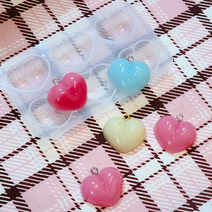 미니 피치 하트 몰드 레진 아트 공예 재료 실리콘