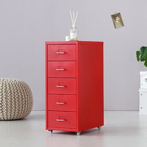 이케아5단서랍장 모던 하우스 3단 철제 티비 다이 수납장 펜트리 정리함, 레드