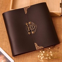 포토북 접착식 가죽 잠금 웨딩 게스트 북/블랙 스크랩북 앨범 선물 세트/400gsm 사진 북 아기 대용량, Small
