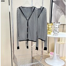 펀칭 블라우스 나른 루즈핏 날씬해 보이는 스트라이프 가디건 상의 여 누에실크 얇은 여름