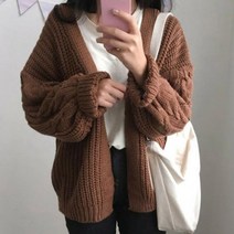 클래식 스타일 여성가디건 니트가디건 오버핏가디건 우스 쉬폰 프린팅 이쁜 데일리 티셔 청조끼