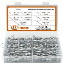 385pcs 알루미늄 돔 머리 블라인드 팝 리벳 M3.2 M4 구색 키트 네일 오픈 엔드 가구 자동차 항공기