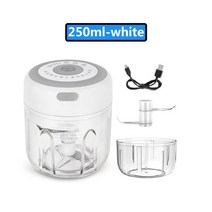 마늘박피기 마늘까는기계 100/250mL Mini Electric Garlic Chopper USB Charging Ginger Masher Machine St, 04 250ML-white