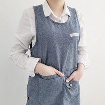 오가닉라이프 린넨 앞치마 모음 원피스형 앞치마 예쁜 앞치마 이니셜 자수 나염 가능, 모던 프리미엄 앞치마 블루, ., ., 1개