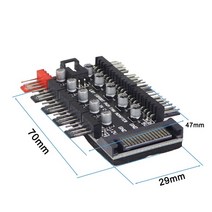PWM 팬 허브 1 10 Sata Molex 쿨러 냉각 4 핀 분배기 케이블 광부 채굴 용 LED 12V 속도 컨트롤러 어댑터