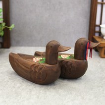 연꽃 모란 원앙 장식품 2P 전통장식 수공예장식 함기러기 원앙장식 함용품 신혼부부선물 결혼선물, 고급한지상자