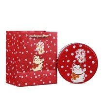 원형쿠키통 비스켓보관함 선물포장 철제비스킷통 추억, 래빗 대형+토트백