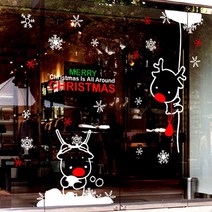 뭉키데코 크리스마스 창문 윈도우 스티커 눈꽃스티커 시트지_S2_루돌프의 크리스마스 선물 04_대형