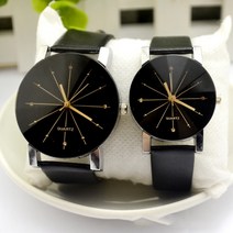 할인존c18Udx23 (해외) 블랙 앤 골드 가죽 벨트 커플 시계 DG 커플시계 패션시계 볼드시계 남성시계 여성시계